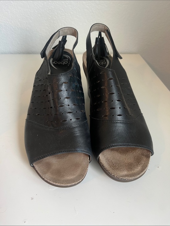 Abeo Shoes - Abeo Black Leather Perforated Open-Toe Slingback Sandals